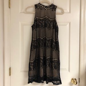 Tan and Black lace Dress